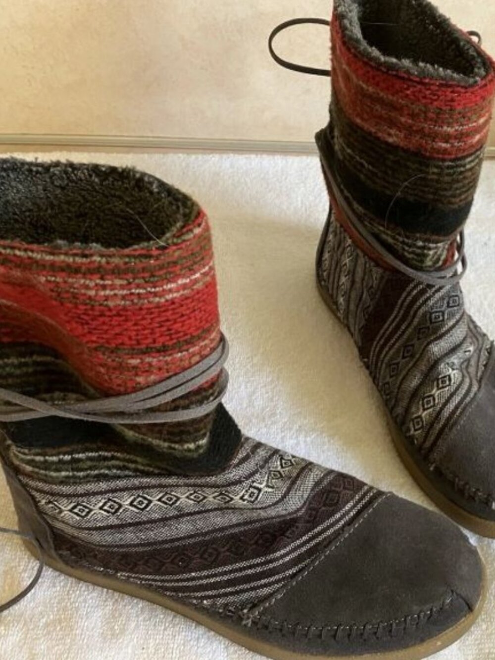 TOMS Nepal Suede Leather Lined Tall Booties Boots Boho Homen's Toms Nepal Boots - Picture 2 of 2